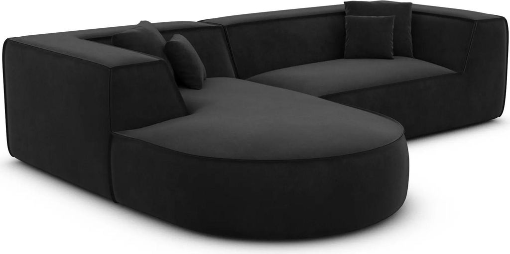 Samtstoff L-Form Sofa Liberia Schwarz Links