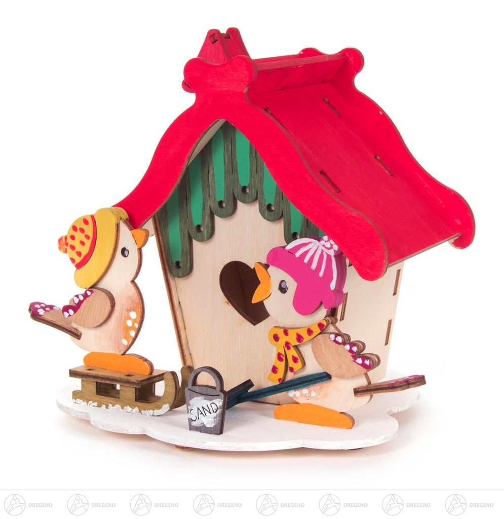 Ersatzteile & Bastelbedarf Bastelsatz Rauchhaus mit 2 Vögel Breite x Höhe x Tiefe 14 cmx13 cmx14 cm NEU