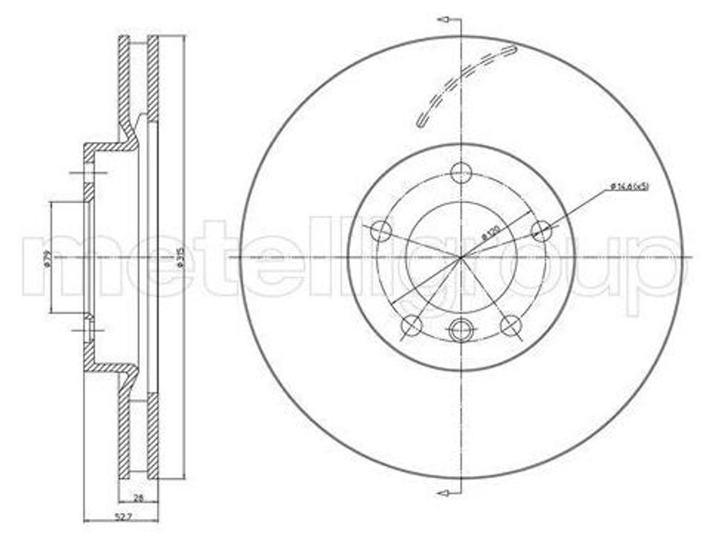 METELLI Bremsscheibe für BMW 3 Limousine (E36) 315,0mm 23-1072C