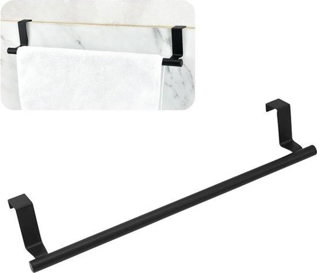 Porte-serviettes sans trou noir 36 cm x2 - Finissez-en avec les trous !