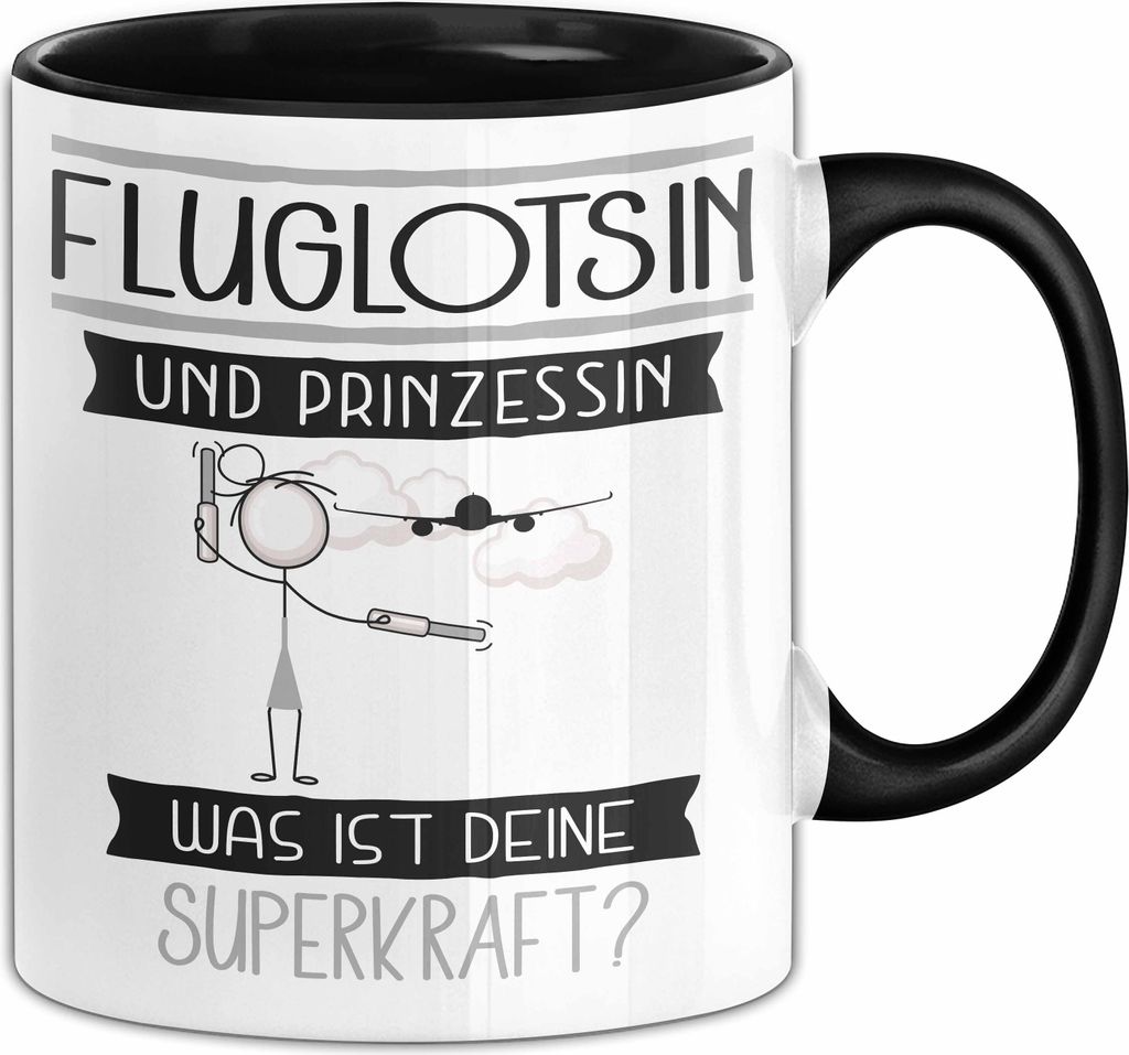 Fluglotsin Und Prinzessin Tasse Geschenk Für Eine Fluglotsin Geburtstag Was Ist Deine Superkraft (Schwarz)