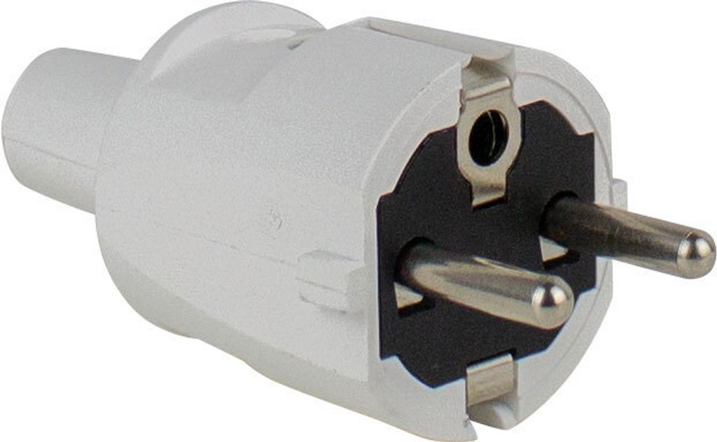 as-Schwabe PVC-Schutzkontaktstecker Weiß Schuko max. 1,5mm² 230V 16A IP20