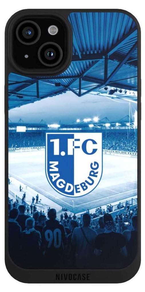 NIVOCASE Handyhülle für Apple iPhone 15 Plus Hülle NIVOpure Case Schwarz Stadion 1. FC Magdeburg 1. FCM