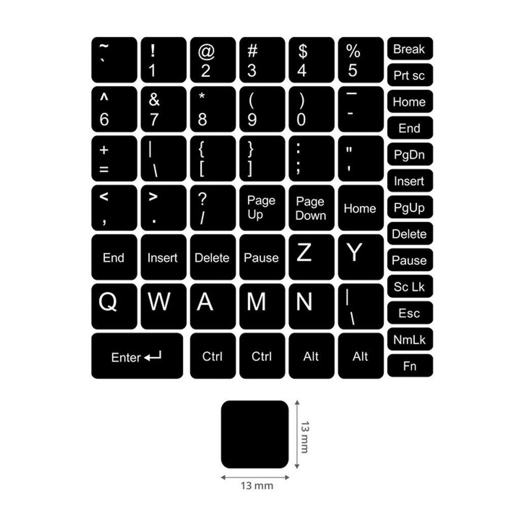 Nálepky na klávesnici pro notebooky a PC 13 x 13 Obrázek produktu 