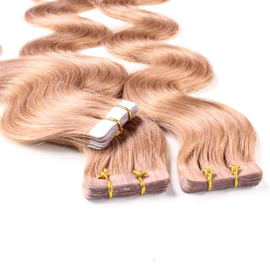 Hair2heart Tape Extensions Echthaar – 30 Tapes, 2.5 G, 50 Cm, Gewellt, Schwarz