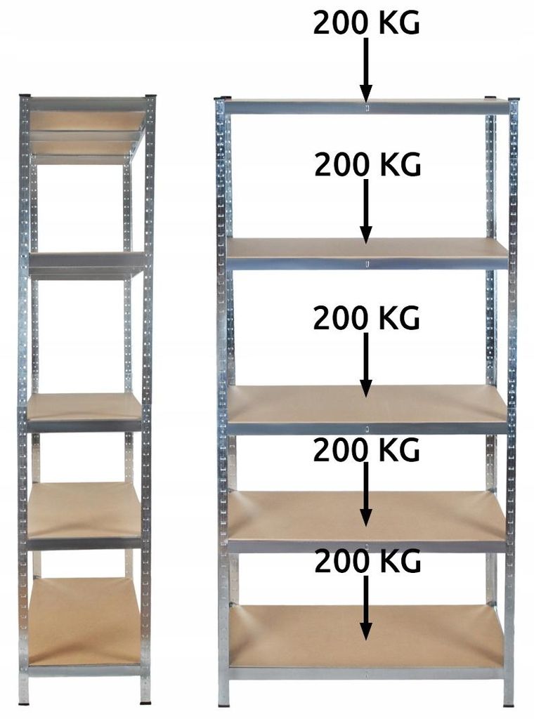 Regał magazynowy 220x100x45 cm - 5 Półek Zdjęcie produktu 