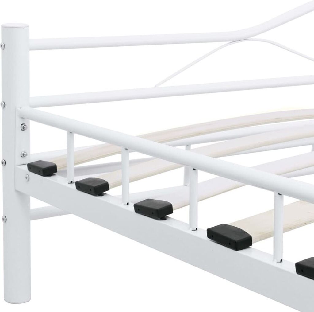 vidaXL Rama łóżka biała metalowa 120x200 cm Zdjęcie produktu 6