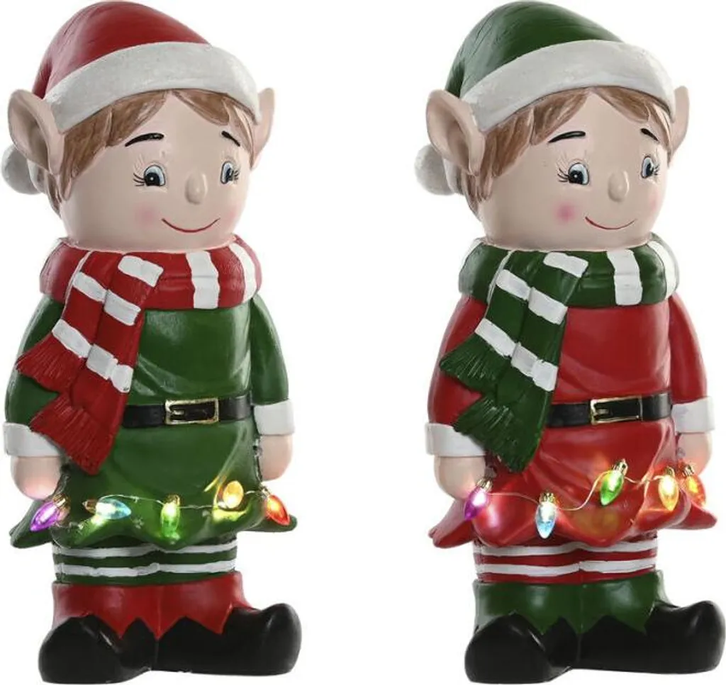 Elfe de Noël Coloré 32 cm Stable et Durable - Décoration Festive (x2)