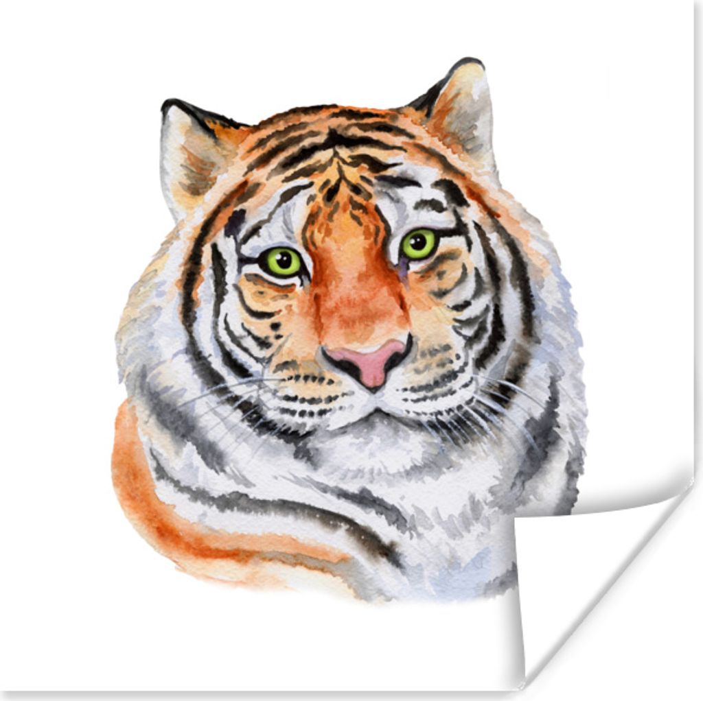 MuchoWow Poster Tiger - Augen - Grün 50x50 cm - Wohnzimmerdekoration