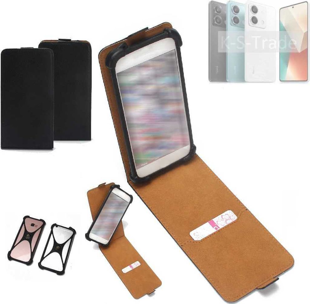K-S-Trade Handyhülle Schutzhülle kompatibel mit Xiaomi Redmi Note 13 5G Hülle Case Cover Flip Style Bumper schwarz 1x