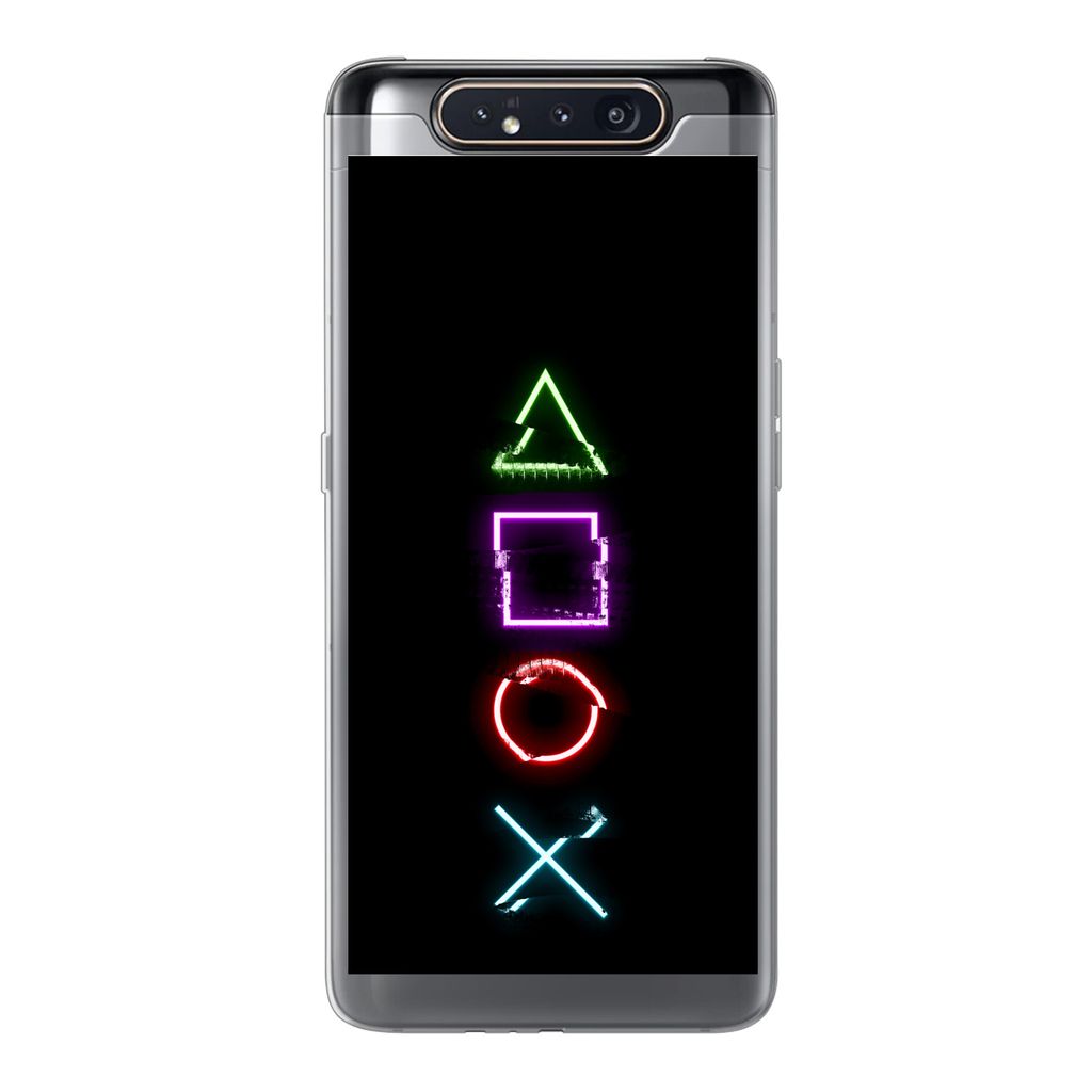 MuchoWow Handyhülle Schutzhülle Hülle für Samsung Galaxy A80 Spiele - Controller - Neon Silikon Softcase Handy Hülle - Schutzdeckel