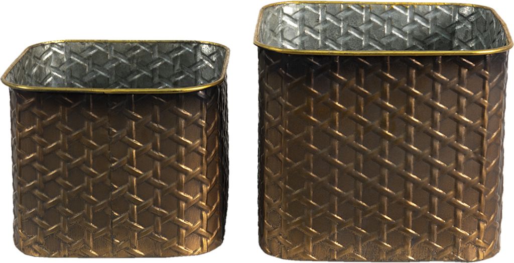 Clayre & Eef Blumentopf 2er Set Kupferfarbig Eisen