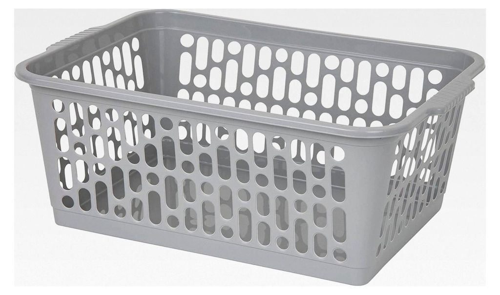 12 Aufbewahrungskörbe - grau - 37 x 26 - Kunststoffkorb - Organizer - Ordnung - Aufbewahrung für Bad, Kinderzimmer und Haushalt