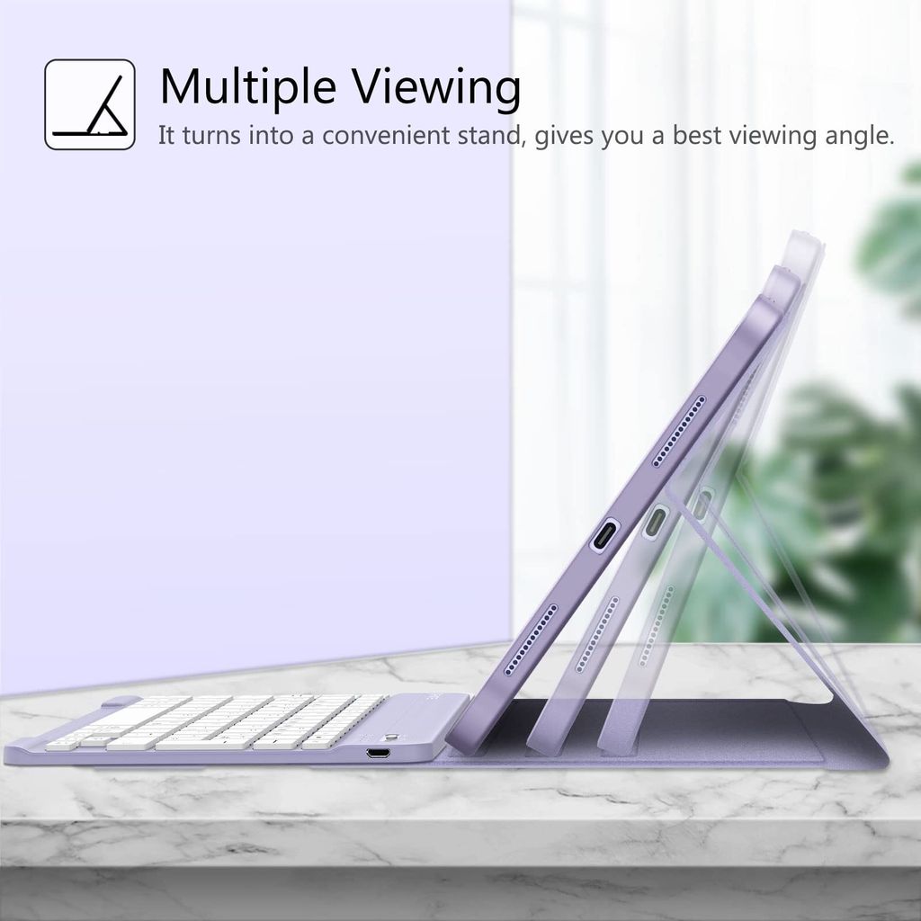 Fintie IPad Air Hülle Mit Tastatur – Für 11 Zoll M2 & Air 6/5/4, QWERTZ, Magnetisch, Violett