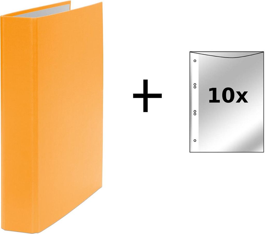 Ringbuch / DIN A5 / 2-Ring Ordner / Farbe: orange + 10 Prospekthüllen
