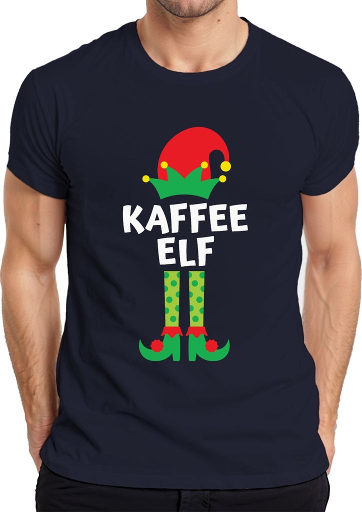 Kaffee Elf Kaffeetrinker - Weihnachten Weihnachtsgeschenk Christmas Herren T-Shirt, Navy, 3XL