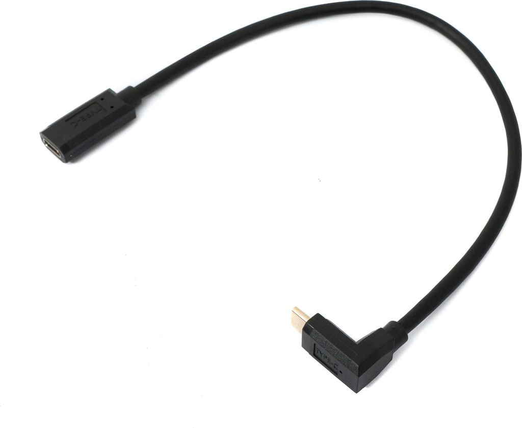 SYSTEM-S USB 3.1 Gen 2 Kabel 30 cm Typ C Stecker zu Buchse Winkel in Schwarz