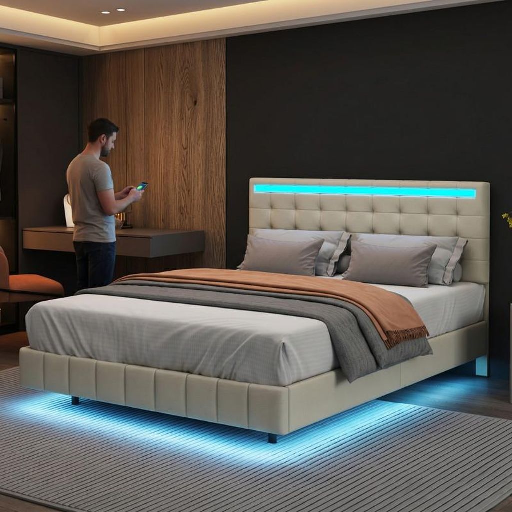 ProximaX Plovoucí postel 140x200 cm Povlečení s LED Obrázek produktu 