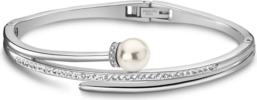 Bracelet Chic Lotus Style Perles et Acier pour Mariage et Soirée Femme