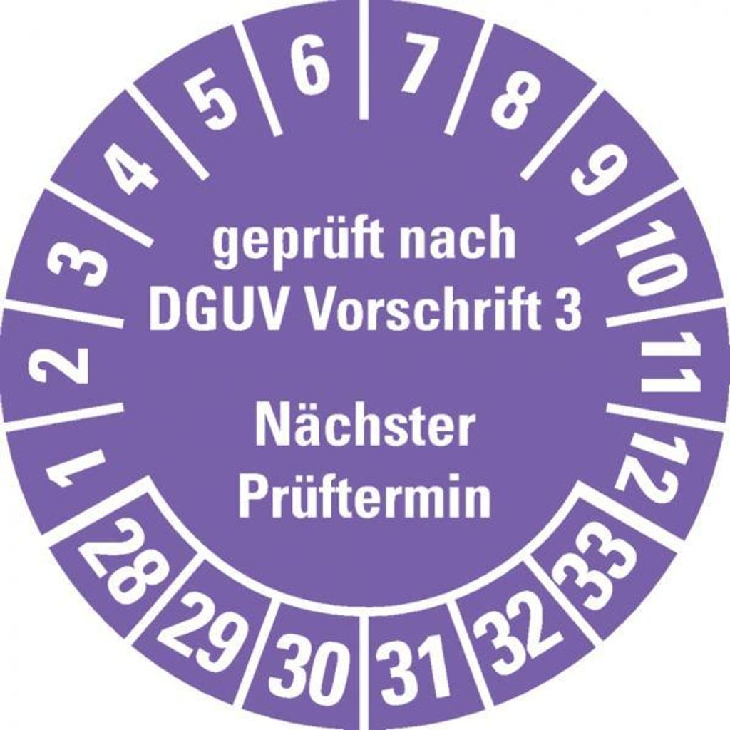 Dreifke® Prüfplakette gepr.n.DGUV Vorschrift 3 NP, 28-33, Produktbild 
