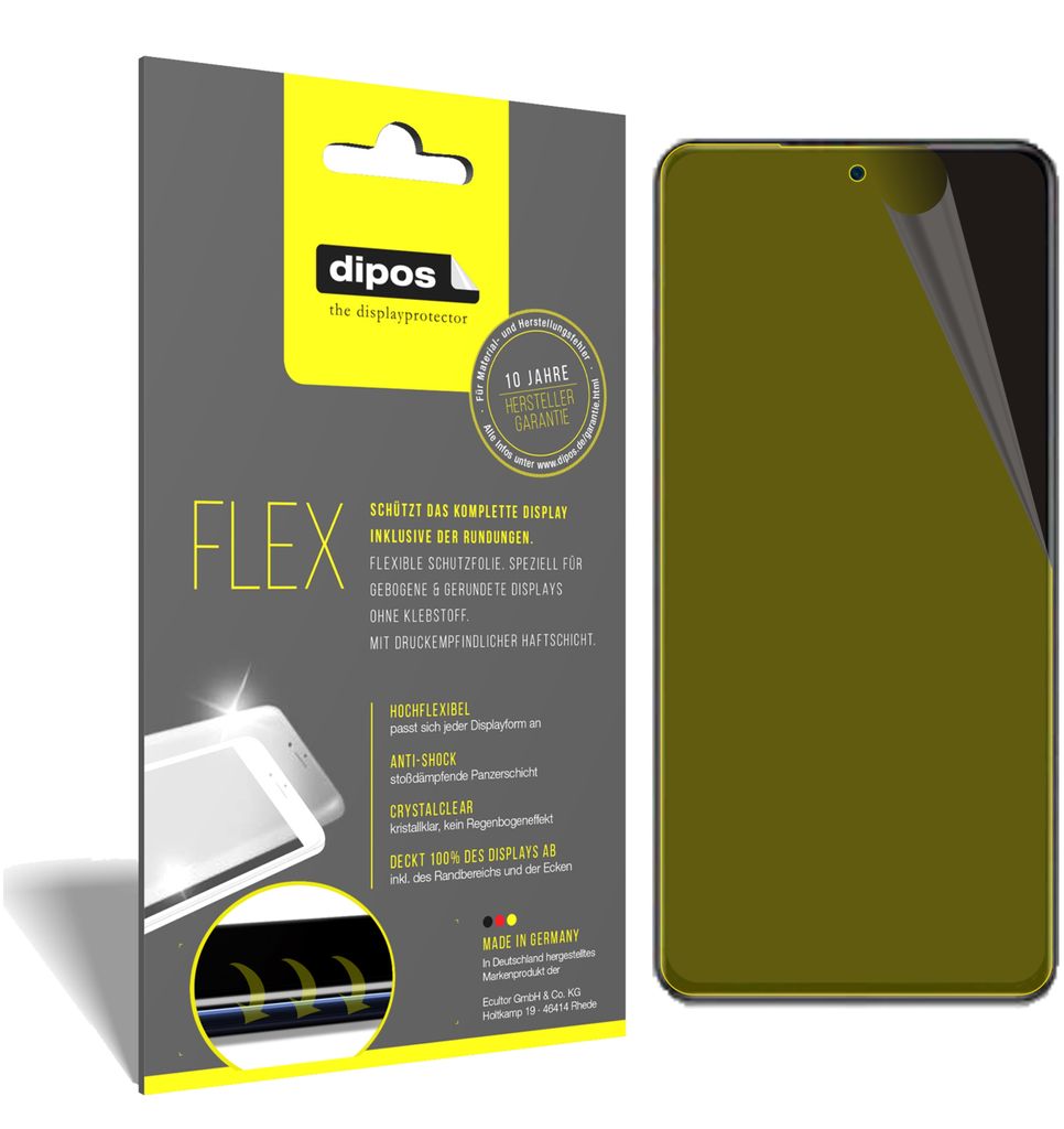 3x Schutzfolie für Xiaomi Mi 11X Folie, 100% Displayabdeckung, dipos Flex