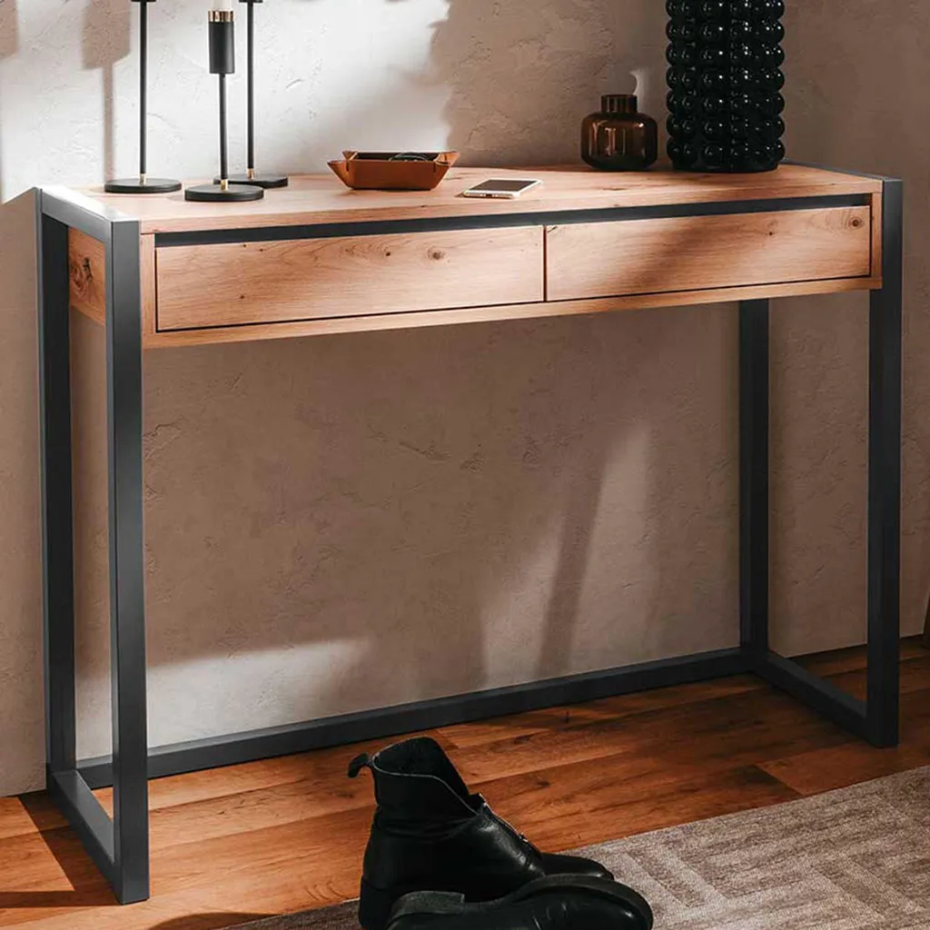 Table d'appoint Console Denver Artisan Oak et Anthracite Style Industriel - 20