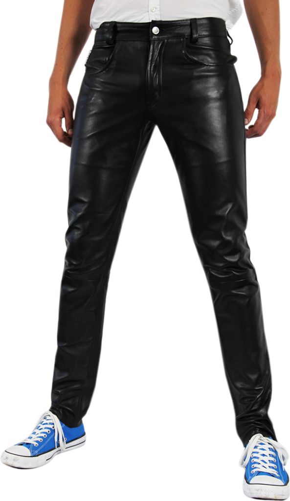 Bockle Tube Lamb elegante Lederjeans Herren Lederhose Lamm Leder Skinny, W31/L32