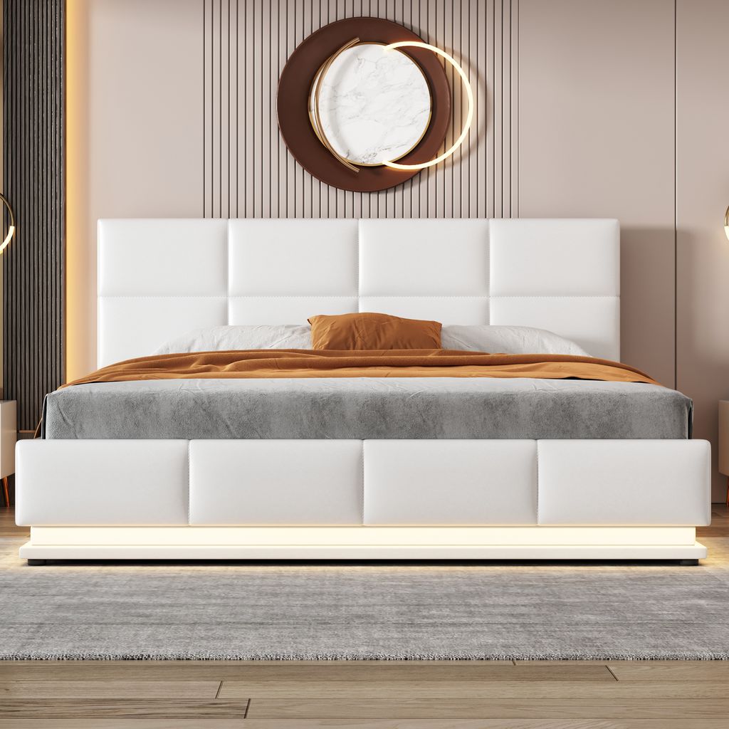 okwish LED Čalouněná postel 160 x 200 cm, laťkový rošt a Obrázek produktu 