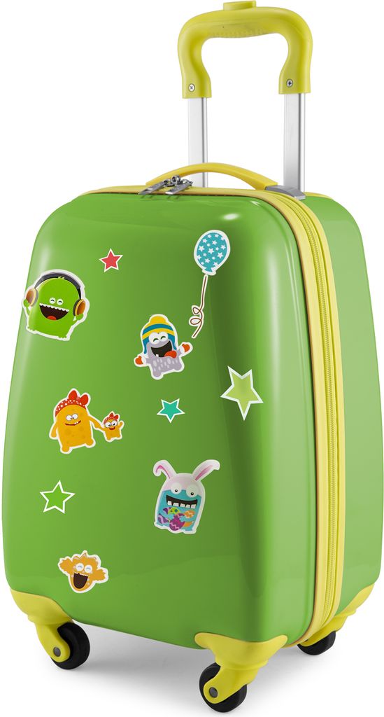 HAUPTSTADTKOFFER For Kids - Kindergepäck Kinderkoffer + reflektierende Monster-Sticker, Koffer für Kinder mit Rollen glänzend 24 L, Kindergesche...