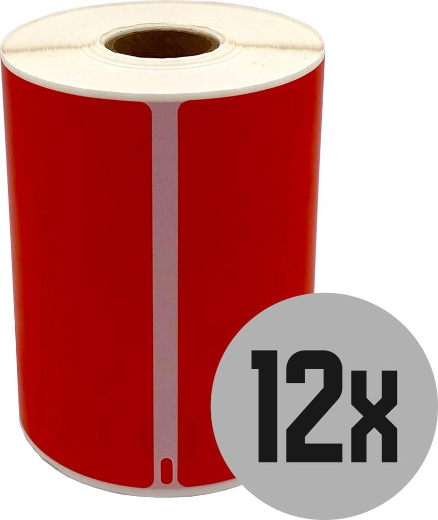 DULA Labels - Kompatibel mit Dymo S0904980 Labels - Rot - Große Versandetiketten - 12 Rollen - 104 x 159 mm - 220 Etiketten pro Rolle