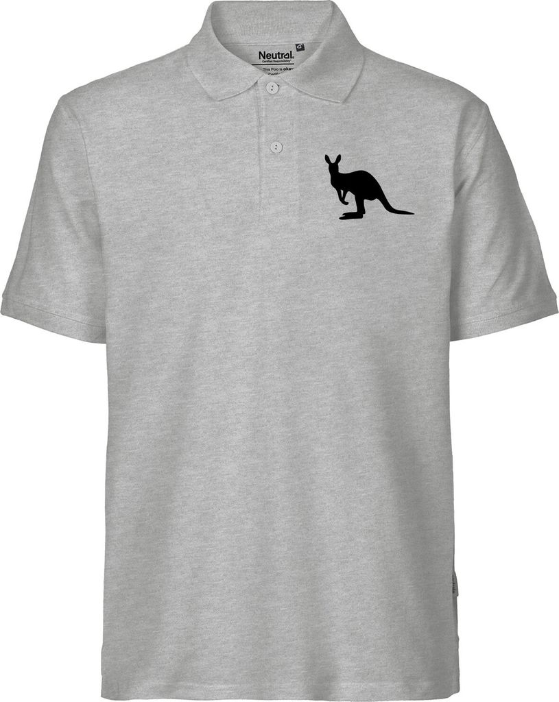 Huuraa Herren Polo Shirt Kangaroo Silhouette S Sport Grey Bio Baumwolle Fairtrade Poloshirt Geschenkidee