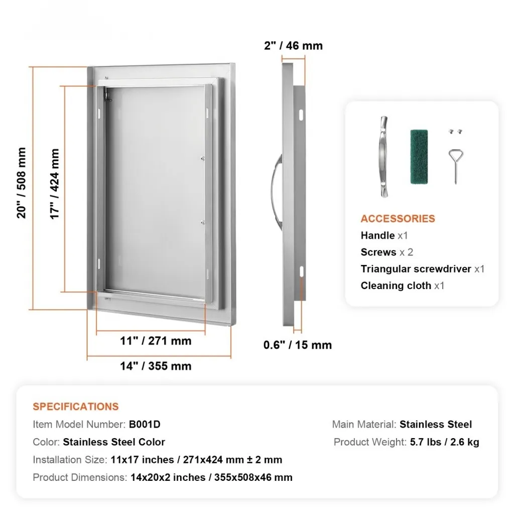 Porta Singola per Cucina Esterna 35x50 cm | Acciaio Inox Garantito - 7