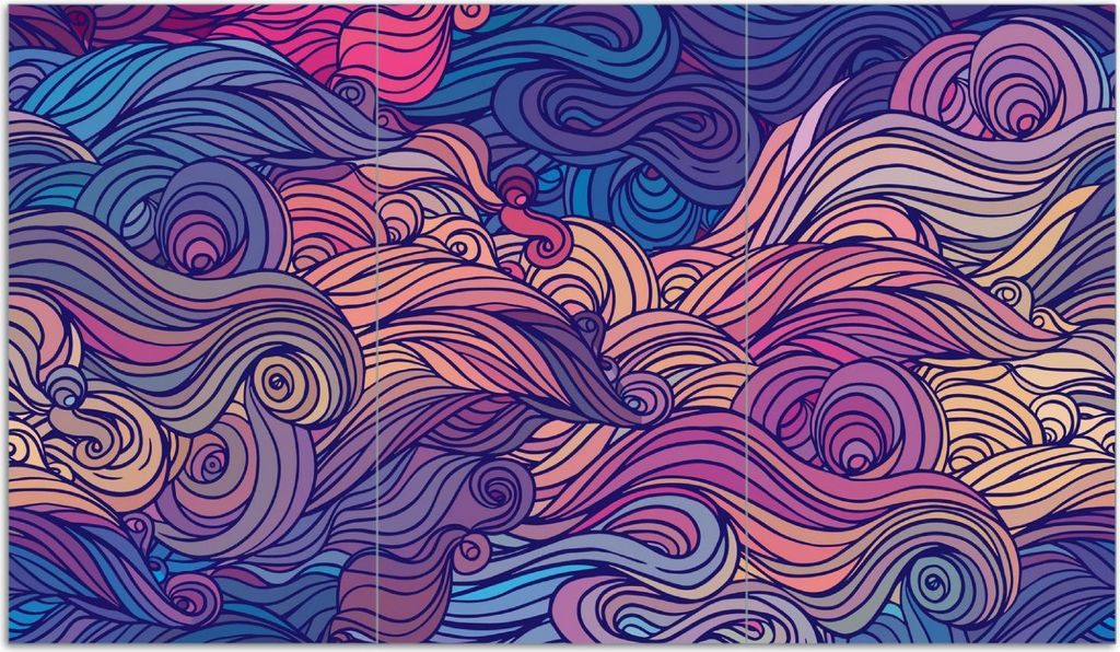 Wallario Herdabdeckplatte aus Glas, Größe 90 x 52 cm 3-teilig, Motiv Fantasievoller Wirbel