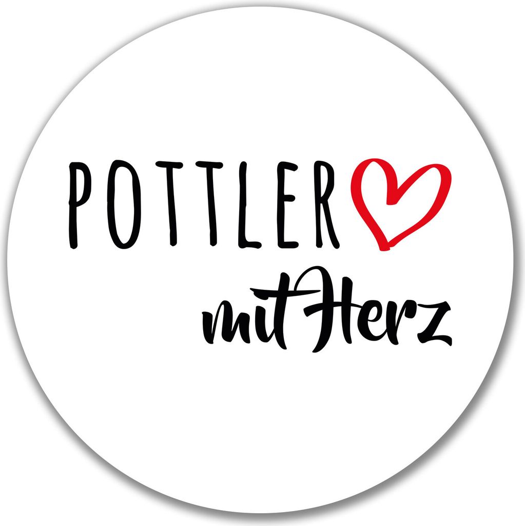 Huuraa Aufkleber Pottler mit Herz 10cm rund Sticker Geschenkidee