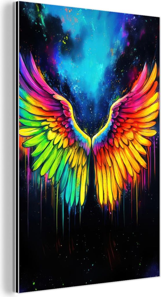 MuchoWow Wanddekoration Metall Metallbild Wandkunst 40x60 cm Regenbogenfarben - Flügel - Magisch MuchoWow Aluminium Gemälde - Wanddekoration aus ...
