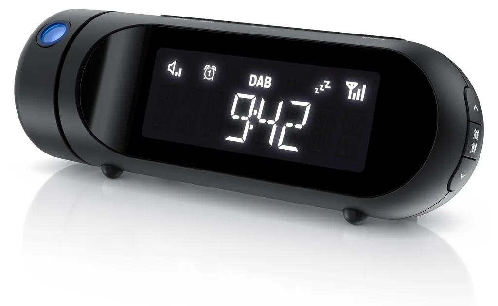 Radio-réveil projecteur pour couple avec double alarme et chargeur USB
