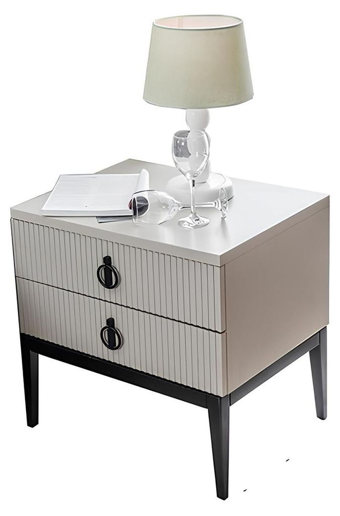 Graues Schlafzimmer Bett + 2x Nachttisch Konsolen Nachttische Betten 3tlg. Neu