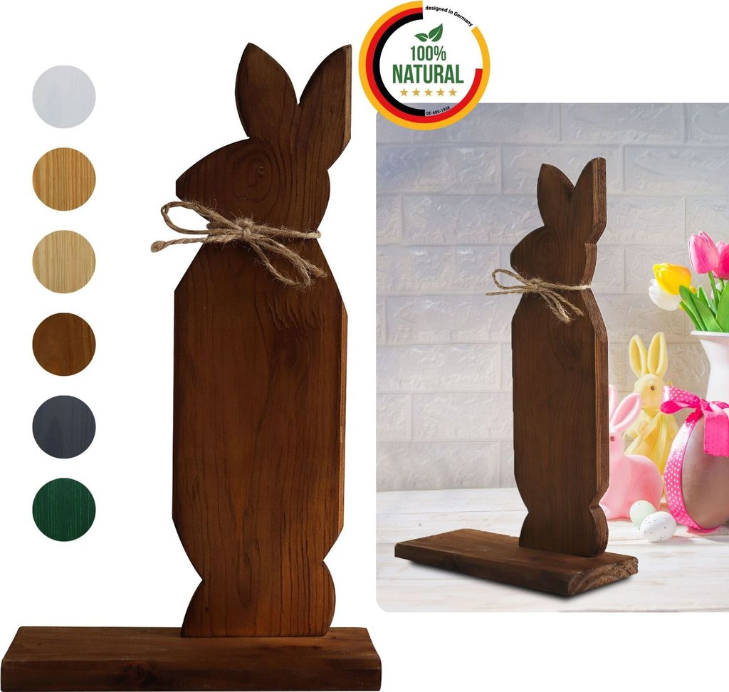 Floranica Osterdeko Hase aus Holz Braun 30 cm Hoch Osterhase DIY Ostern Figur, Frühlingsdeko