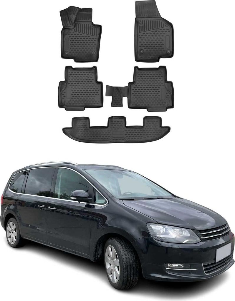 OMAC Gummimatten Fußmatten für VW Sharan 2010-2015 TPE Automatten Schwarz 5x