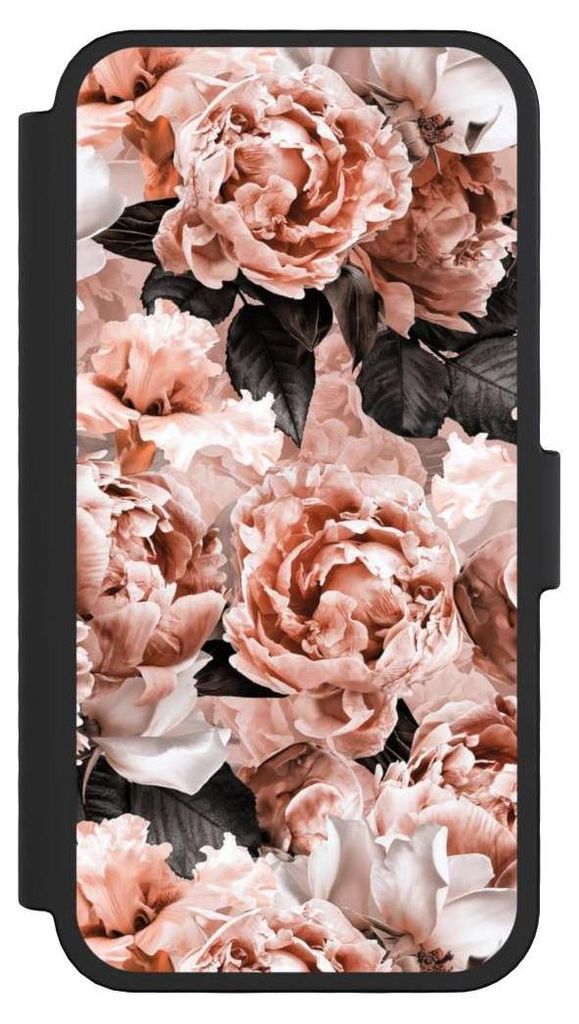 NIVOCASE Klapphülle für Apple iPhone 16 Pro Handyhülle aus Kunst Leder NIVOflip schwarz Blume Rose Vintage