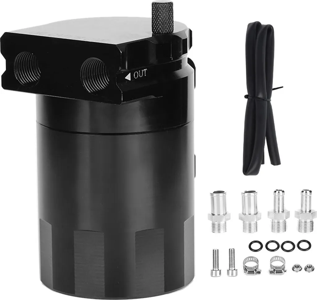 Oil Catch Can Universale 300ml Nero - Kit Recupero Vapori Olio Alluminio