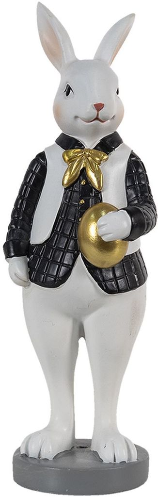 Clayre & Eef Figur Kaninchen 7x7x20 cm Schwarz Weiß Polyresin