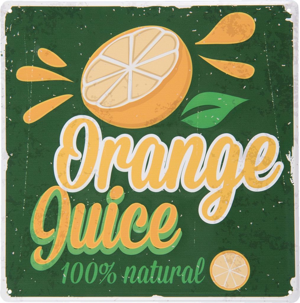 Tolles Vintage Retro Blechschild, ORANGE JUICE, Metall , 30x 30 cm, bunt, ideal für Bar, Cafe, Cafeteria oder einfach Zuhause