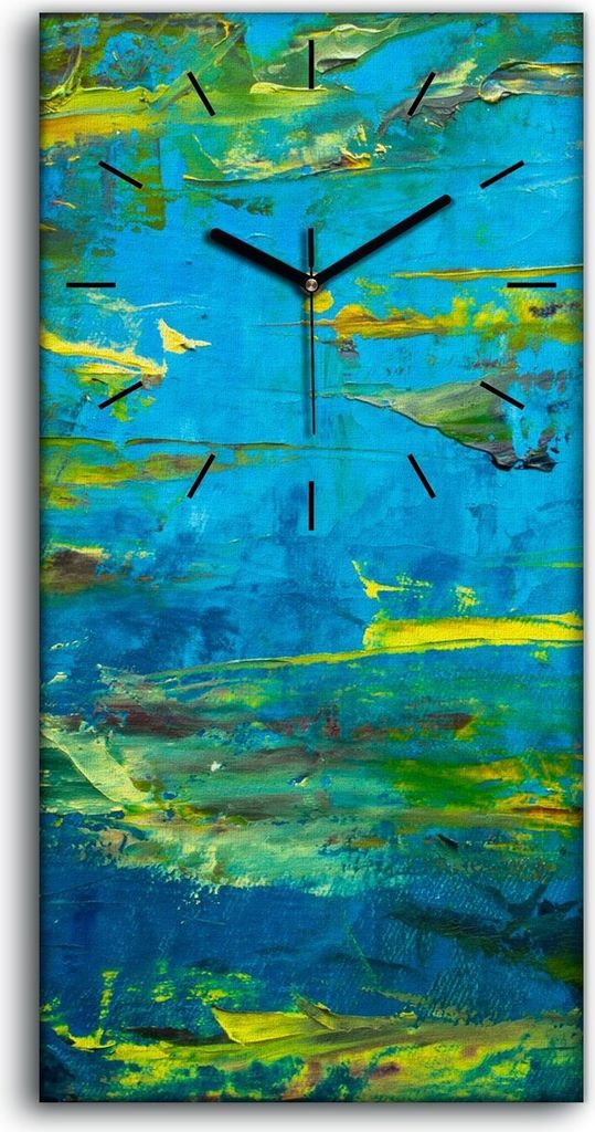 Leinwand Wanduhr Wandkunst Uhr 30x60 Malerei Abstrakte See blüten Pflanzen Kunst - schwarze Hände