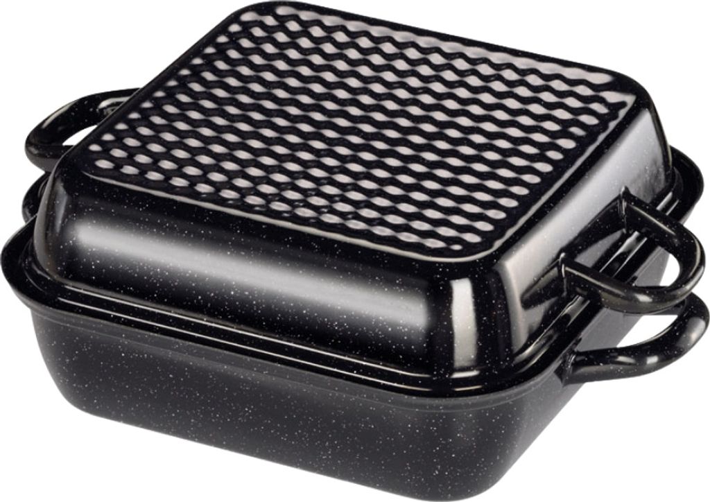 Riess Poêle à frire avec couvercle 26x26cm noir émail Image du produit 