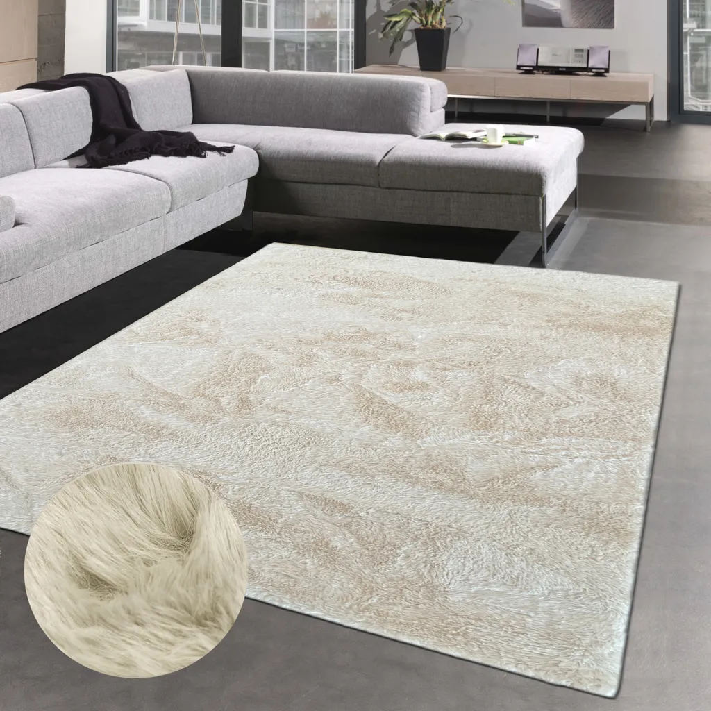 Tapis de chambre Rabbit beige ultra doux et confortable - 140 x 200 cm