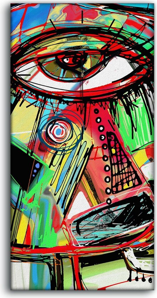 Wanduhr Bürouhr Leinwand Bild Kunstdruck 30x60 Kunstwerk von Gekritzelvogel - schwarze Hände