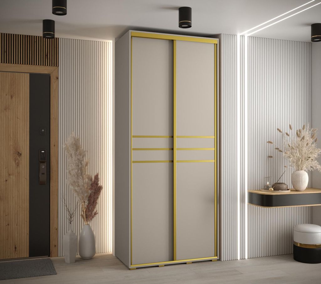 Kleiderschrank INDIRA 10 - 110/45 cm, Kaschmir/Gold