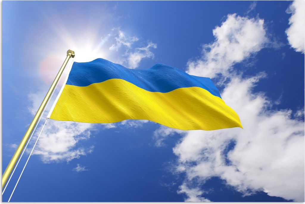 MuchoWow Poster Flagge der Ukraine an einem sonnigen Nachmittag 60x40 cm - Schlafzimmerdekoration