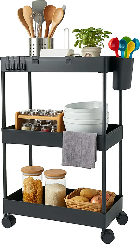 Chariot d'appoint gain de place pour ranger votre cuisine encombrée sans percer